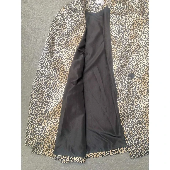 Nine West Blazer Jacket Size Medium  Leopard Print Lined Black Satin - Picture 6 of 11